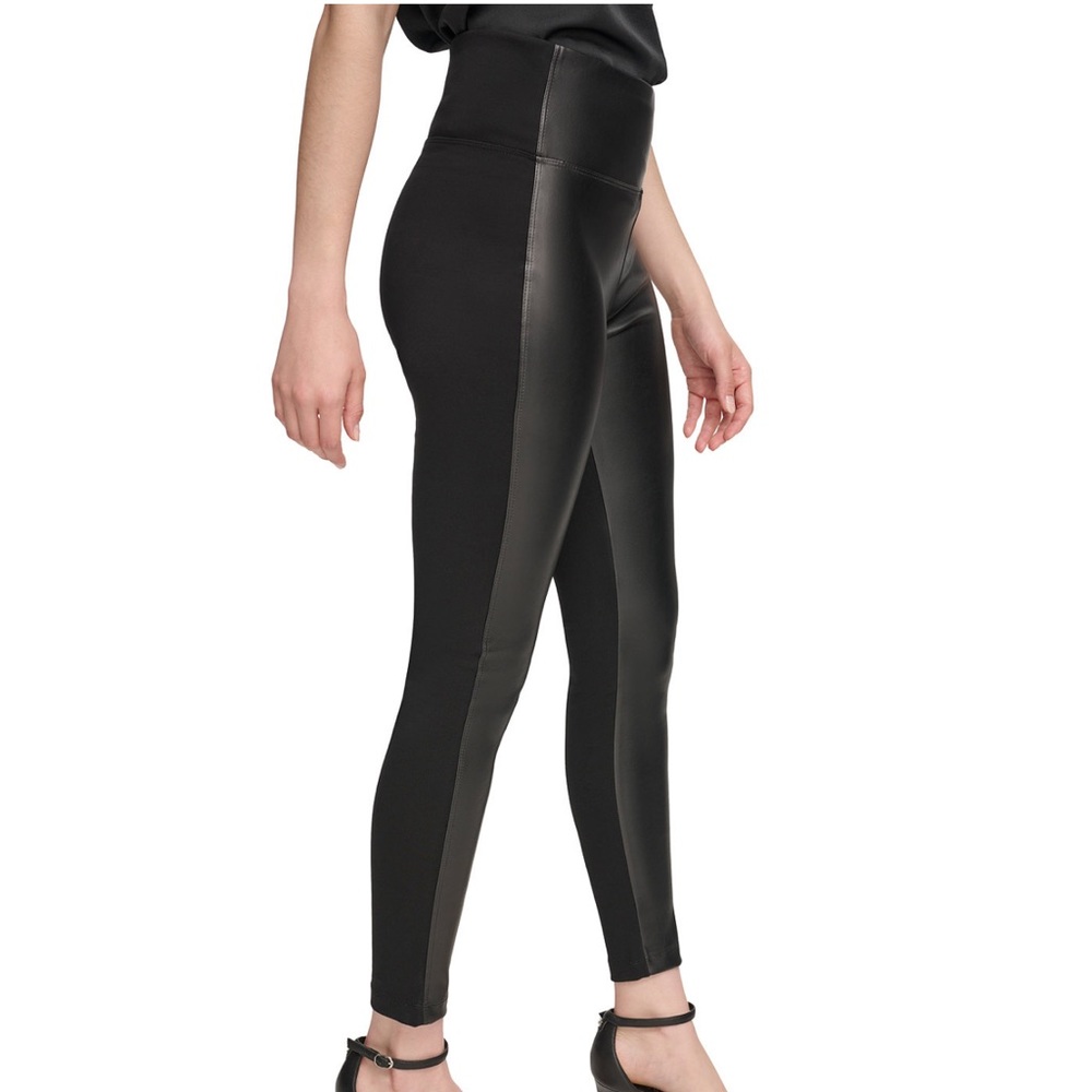 RDI Faux Leather Front Leggings In Black Color
